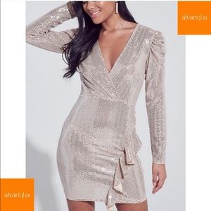 Shirring Sleeve Champagne Dress for Prom/ Wedding